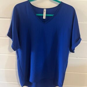 Vibrant Blue V-Neck Blouse